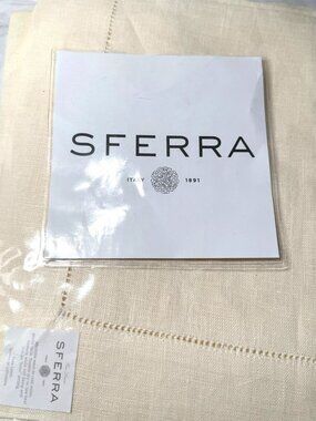 Sferra Festival Placemats Set of 4 14x20 Eggshell 100% Linen Hemstitch